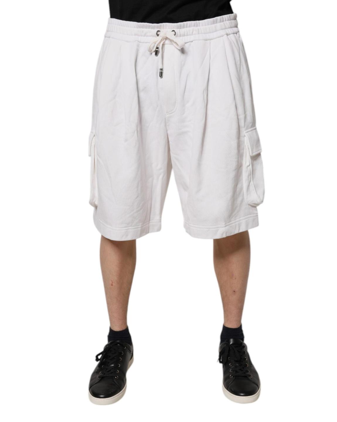 Cargo Shorts with Drawstring Waist - White main product photo