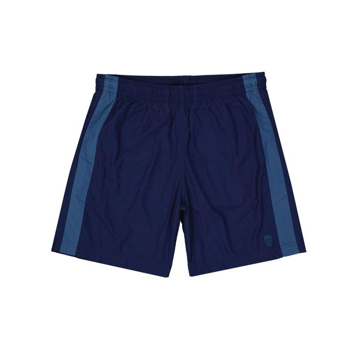 Elasticated Waist Swim Shorts with Printed Skull Detail - Blue main product photo