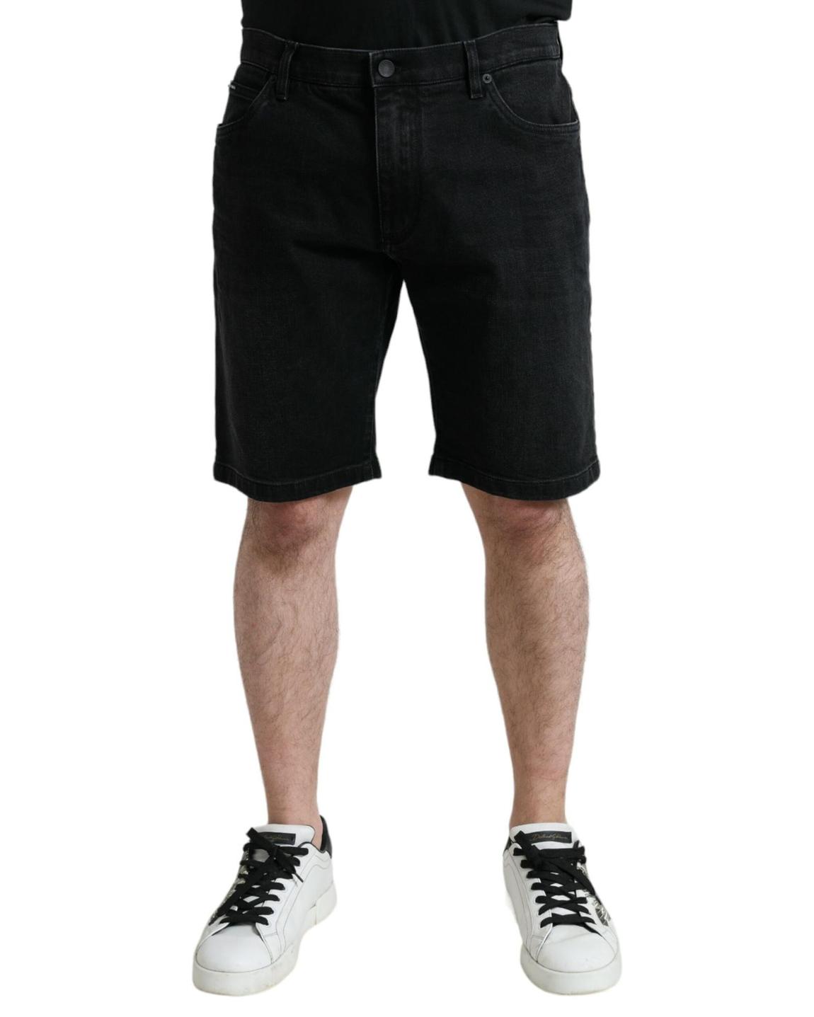 Classic Fit Denim Shorts - Black main product photo