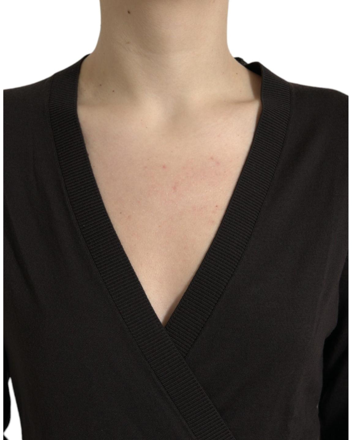 Wrap Knit Top TSH84349 - Black Sweaters main product photo