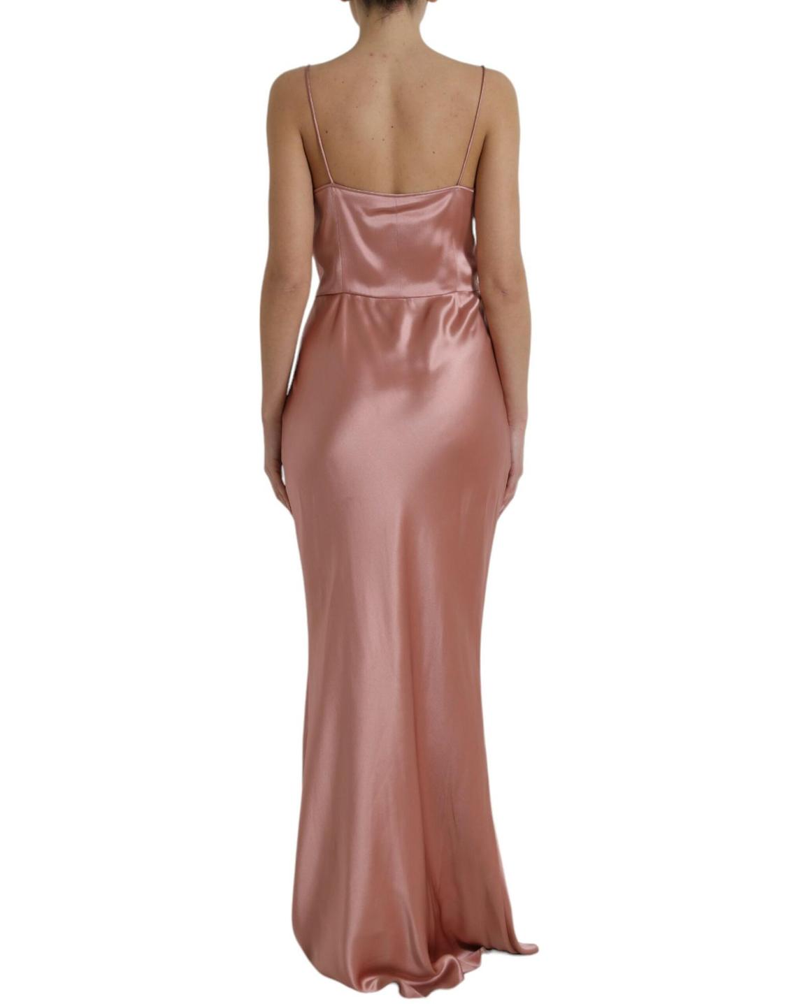 Cowl Neck Maxi Slip Dress - Pink Dresses main product photo