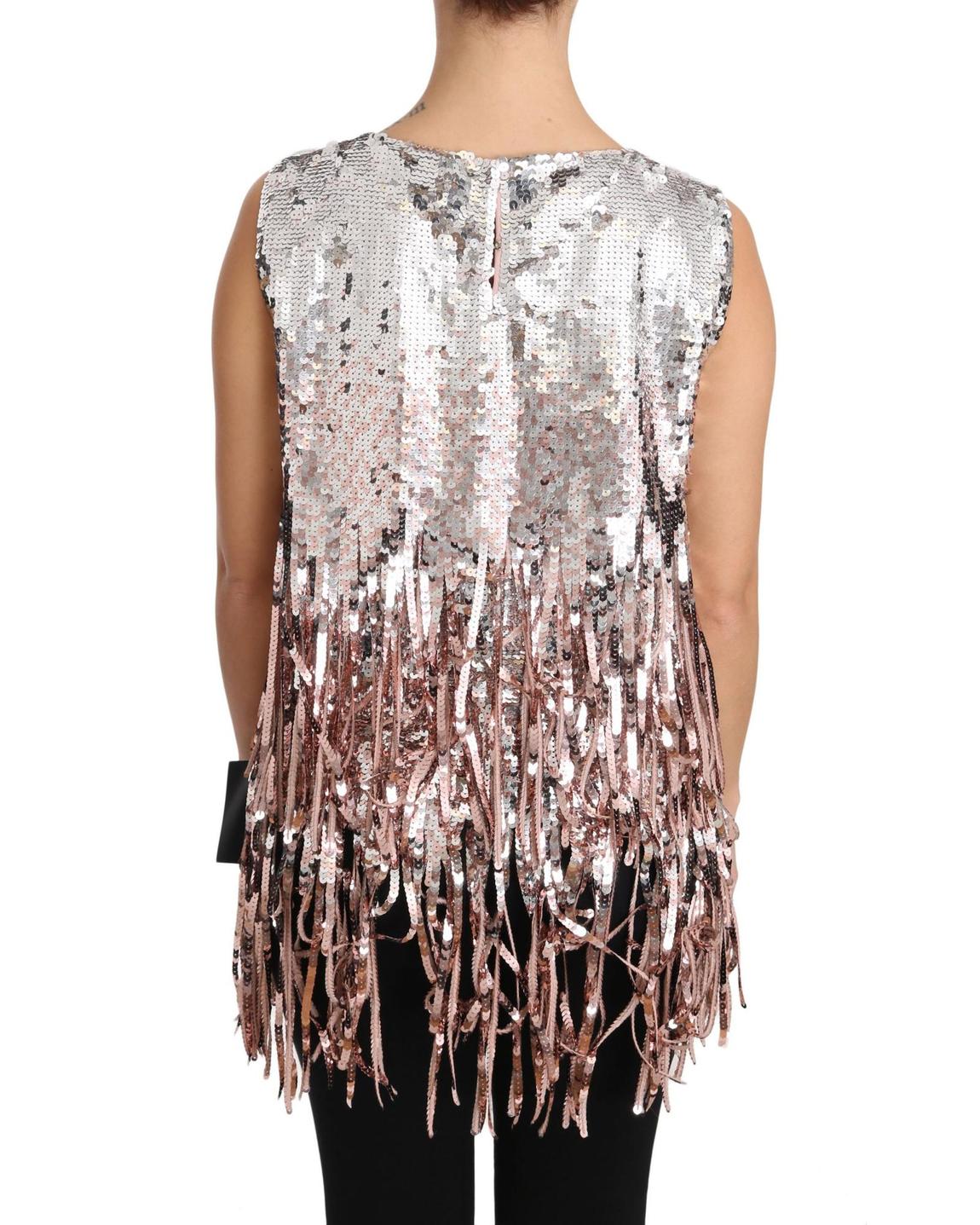 Sequin Fringe Party Top - Gold And Pink Dresses main product photo