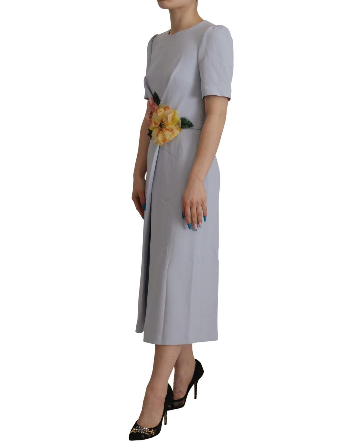 Dolce Gabbana Floral Embellished Midi Dress Wo - Blue Dresses main product photo