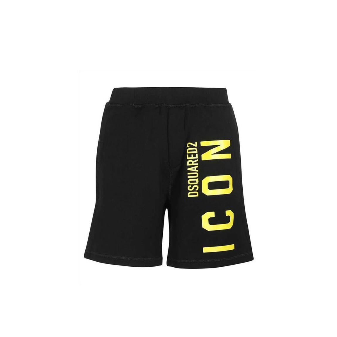 Cotton Elasticated Waist Shorts with Logo Detail - Black main product photo