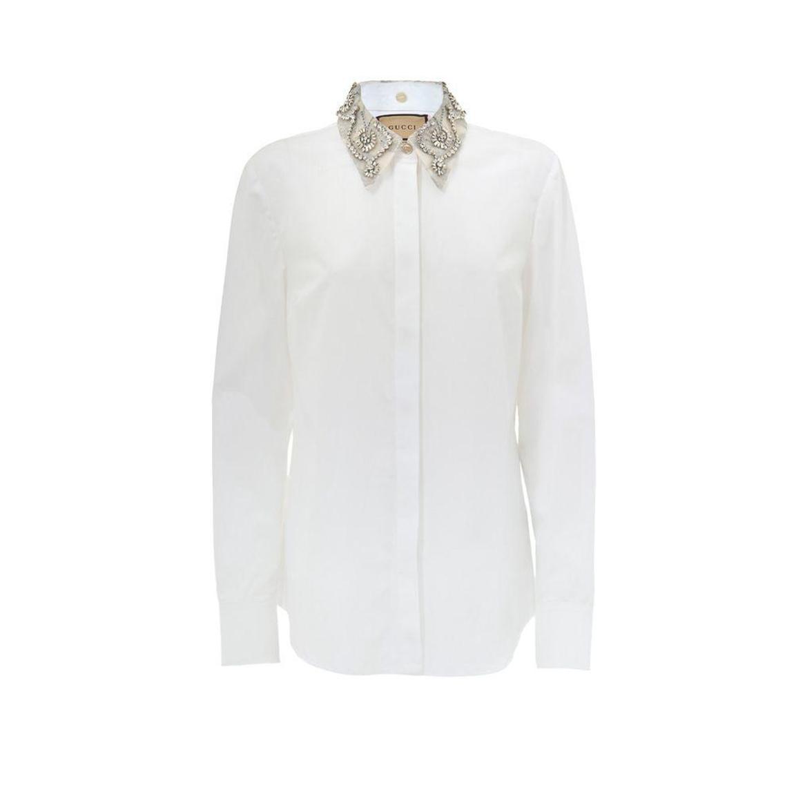 Cotton Shirt with Removable Jewel Collar and Crystal Detailing Wo - main product photo