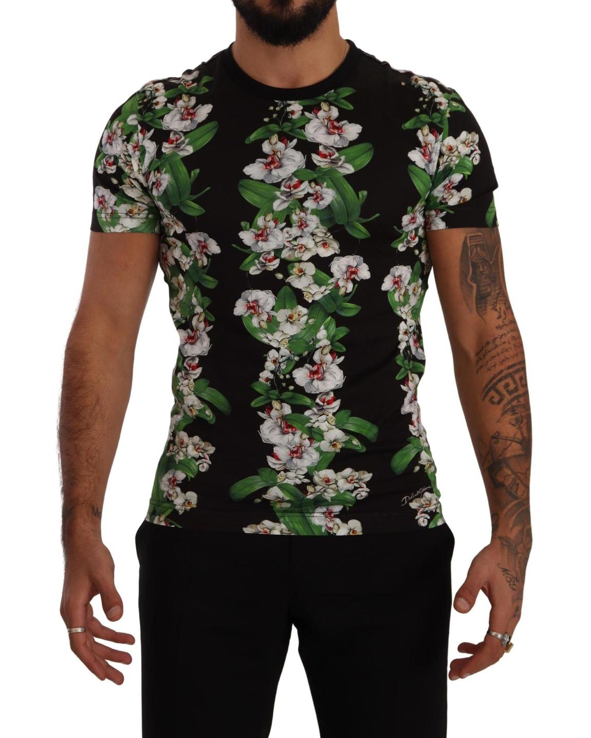 Orchid Print TShirt TSH7486 - Black T-Shirts main product photo