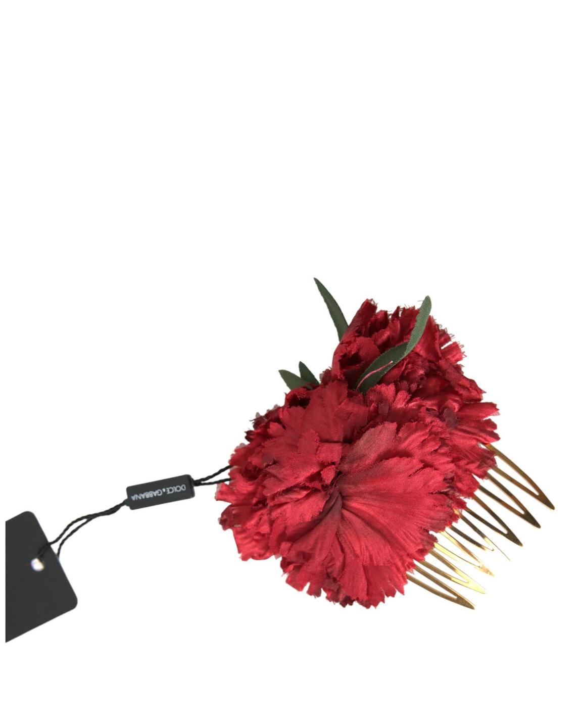 Red Carnation Hair Comb Floral Hair Accessory Wo Miscellaneous main product photo