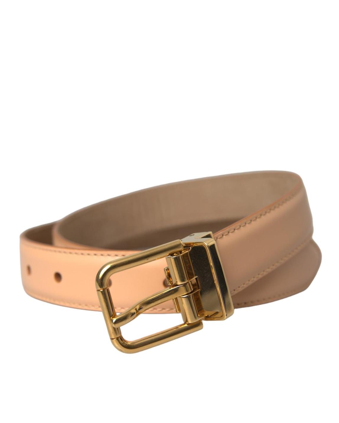 Beige Leather Belt Gold Buckle Model Wo main product photo