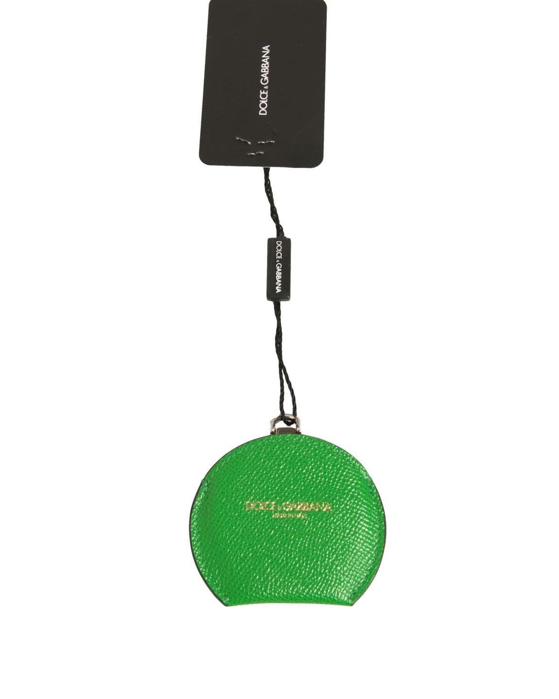 Round Compact Mirror Green Leather Wo Miscellaneous Accessories main product photo