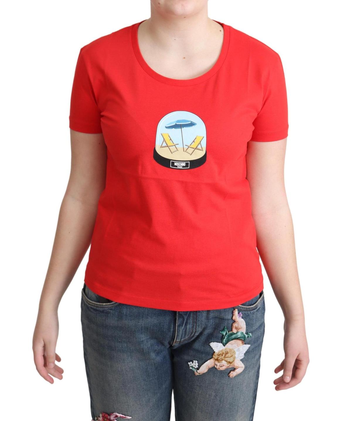 Short Sleeve Crew Neck Graphic Tee Wo - Red Tops main product photo