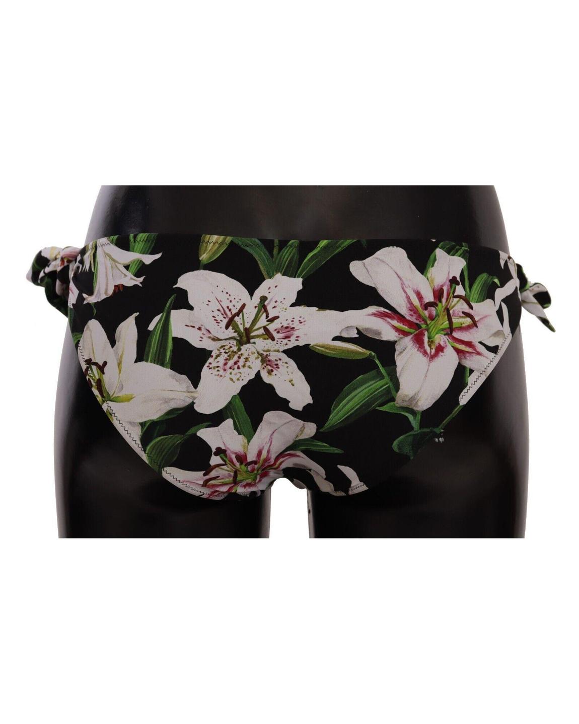 Dolce Gabbana Bikini Bottoms Lily Print Wo - Black Swimwear main product photo