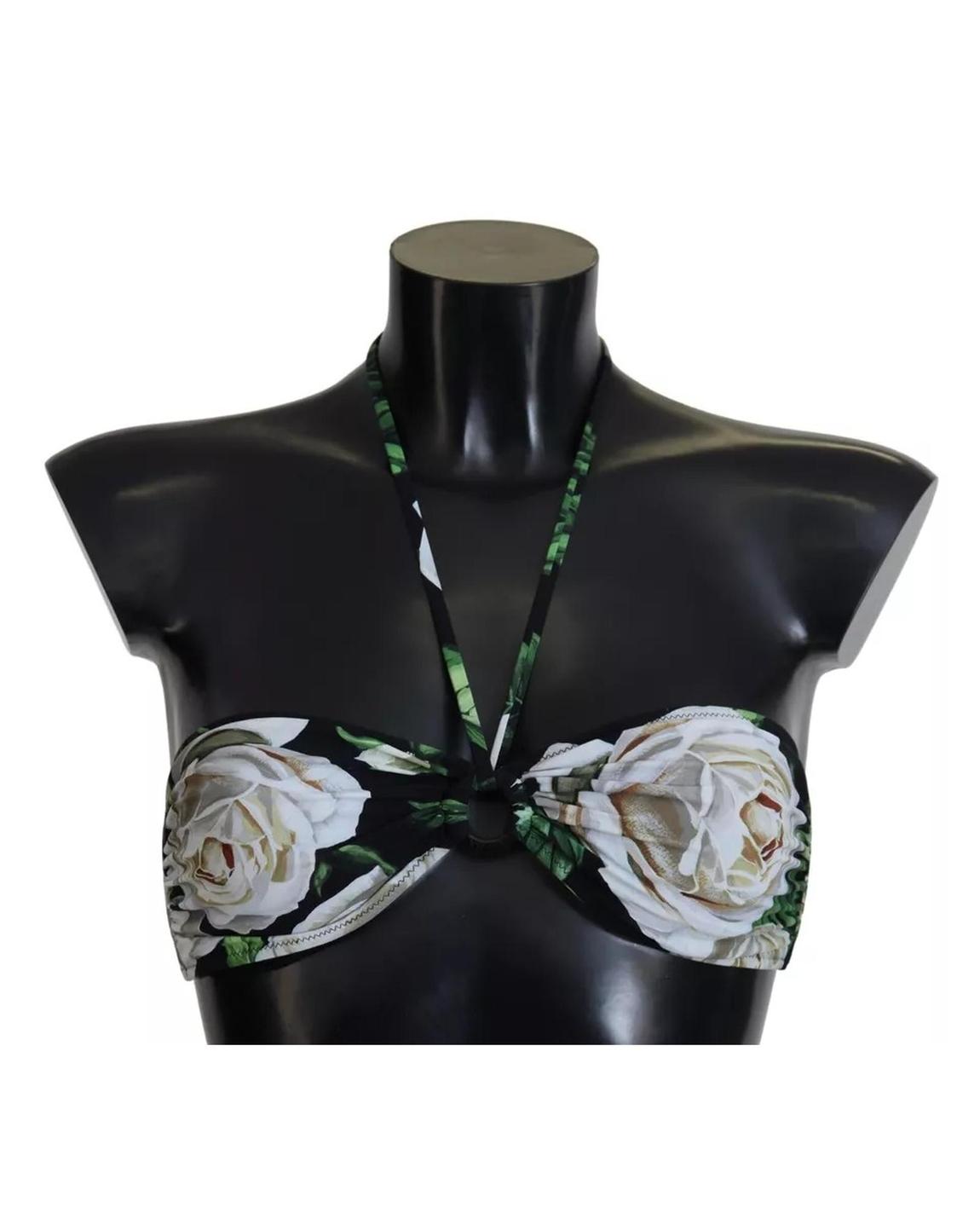 Floral Halter Beachwear Swimwear Bikini Top Wo - Black main product photo