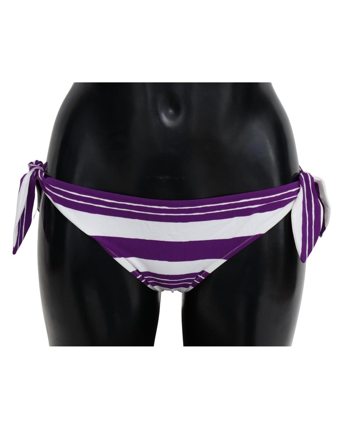 Dolce Gabbana Bikini Bottoms PurpleWhite Stripes Wo - Multicolor main product photo