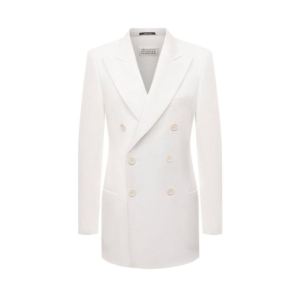 Elegant Double Breasted Cotton Blazer Wo - White Suits main product photo