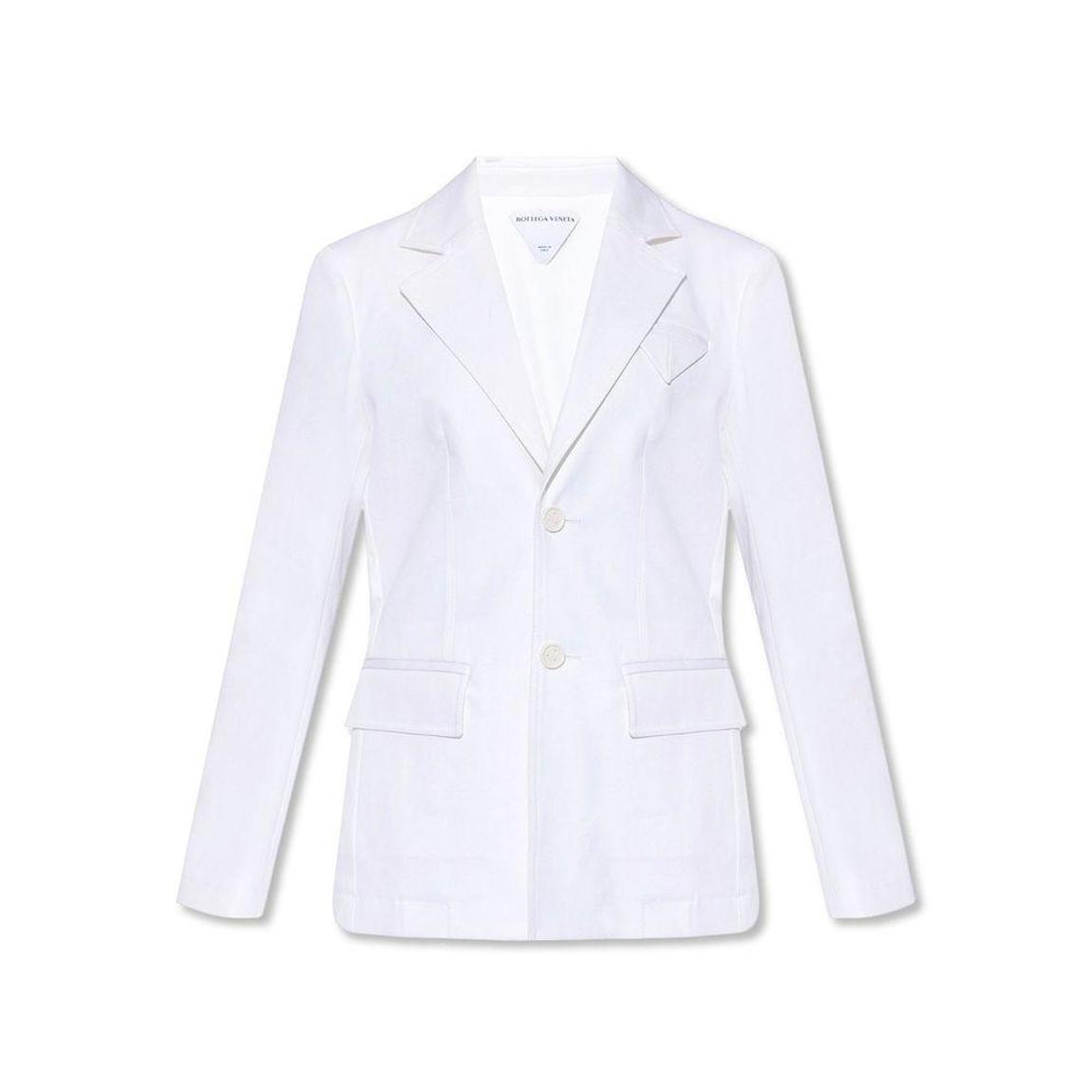 Cotton Blazer with Shirt Collar and Button Cuffs Wo - White Suits main product photo