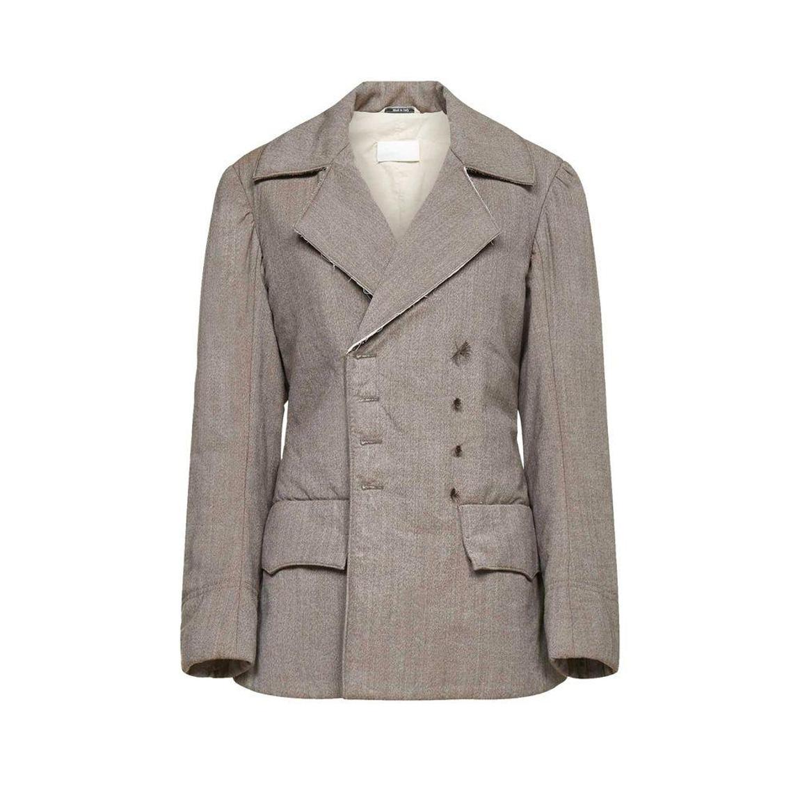 Double Breasted Wool Blazer with Long Sleeves Wo - Brown Suits main product photo
