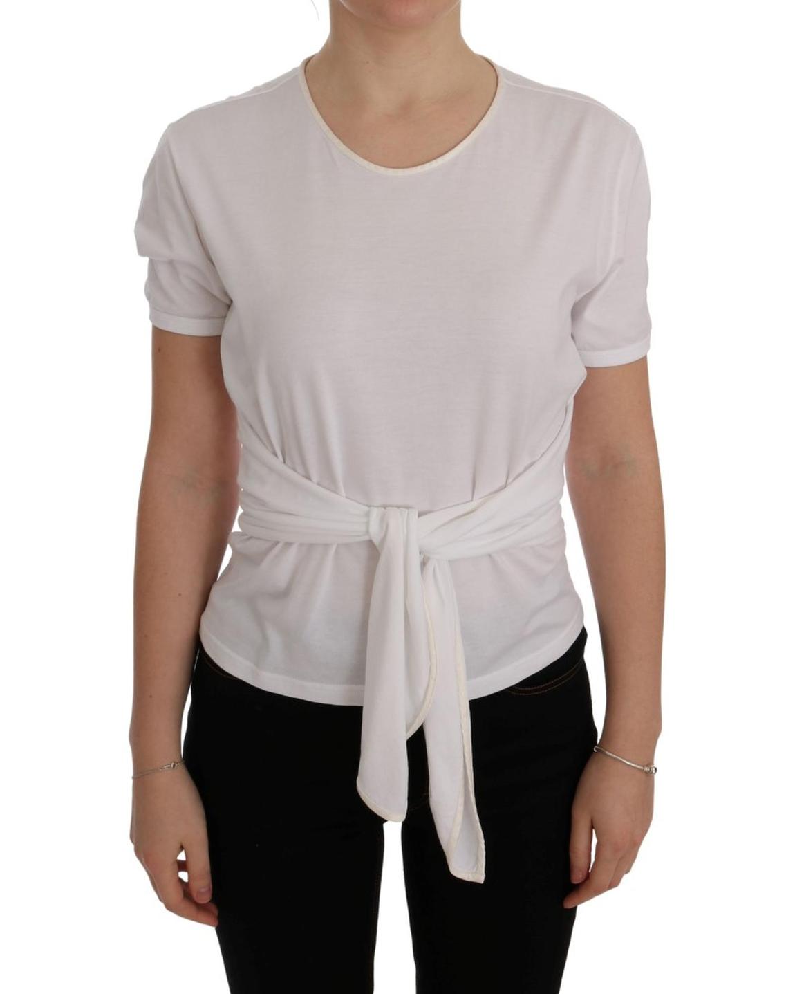 Dolce Gabbana TieWaist Top Short Sleeves - White Tops main product photo