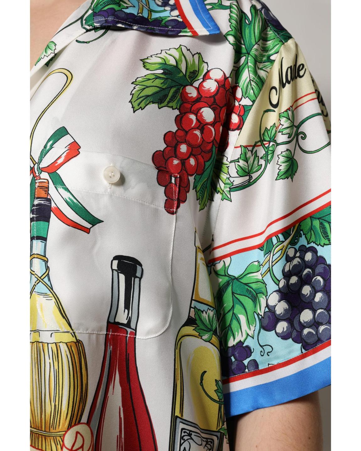 Wine Print Silk Shirt - Multicolor Tops main product photo