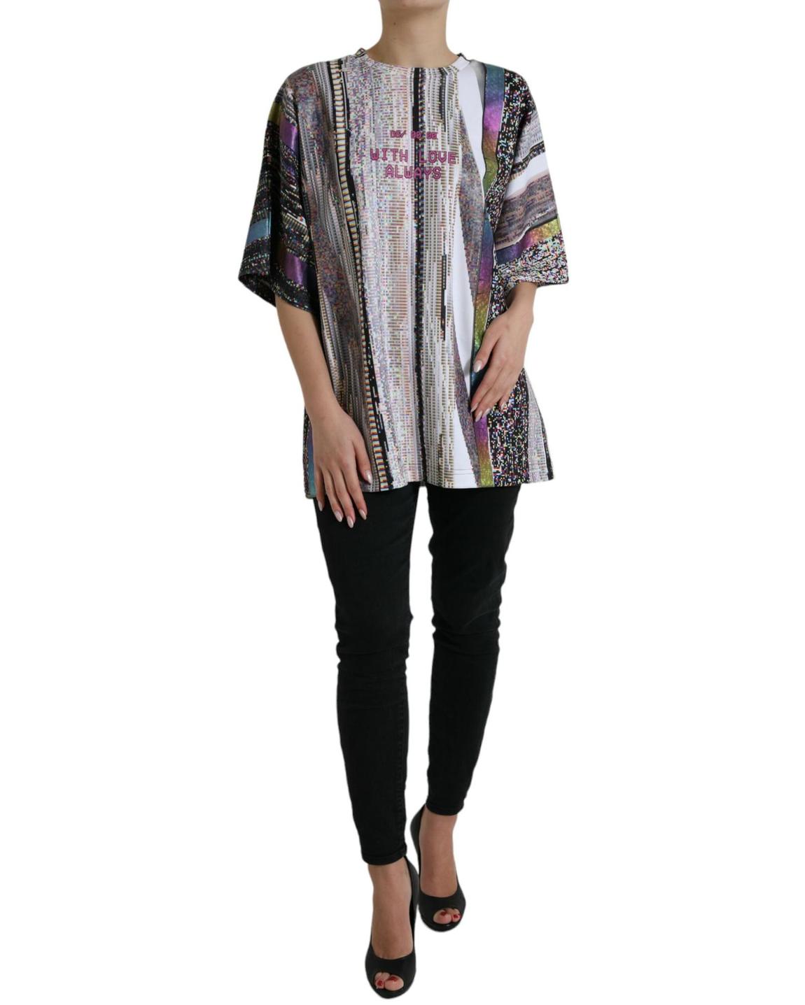 Oversized Graphic Tee Short Sleeves Wo - Multicolor Tops main product photo