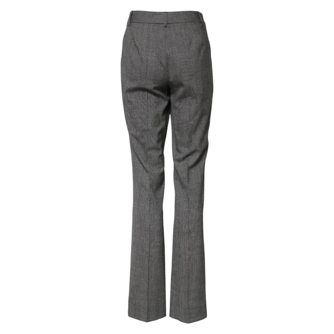 Checkered High Waist Flared Pants Wo - Gray Jeans main product photo