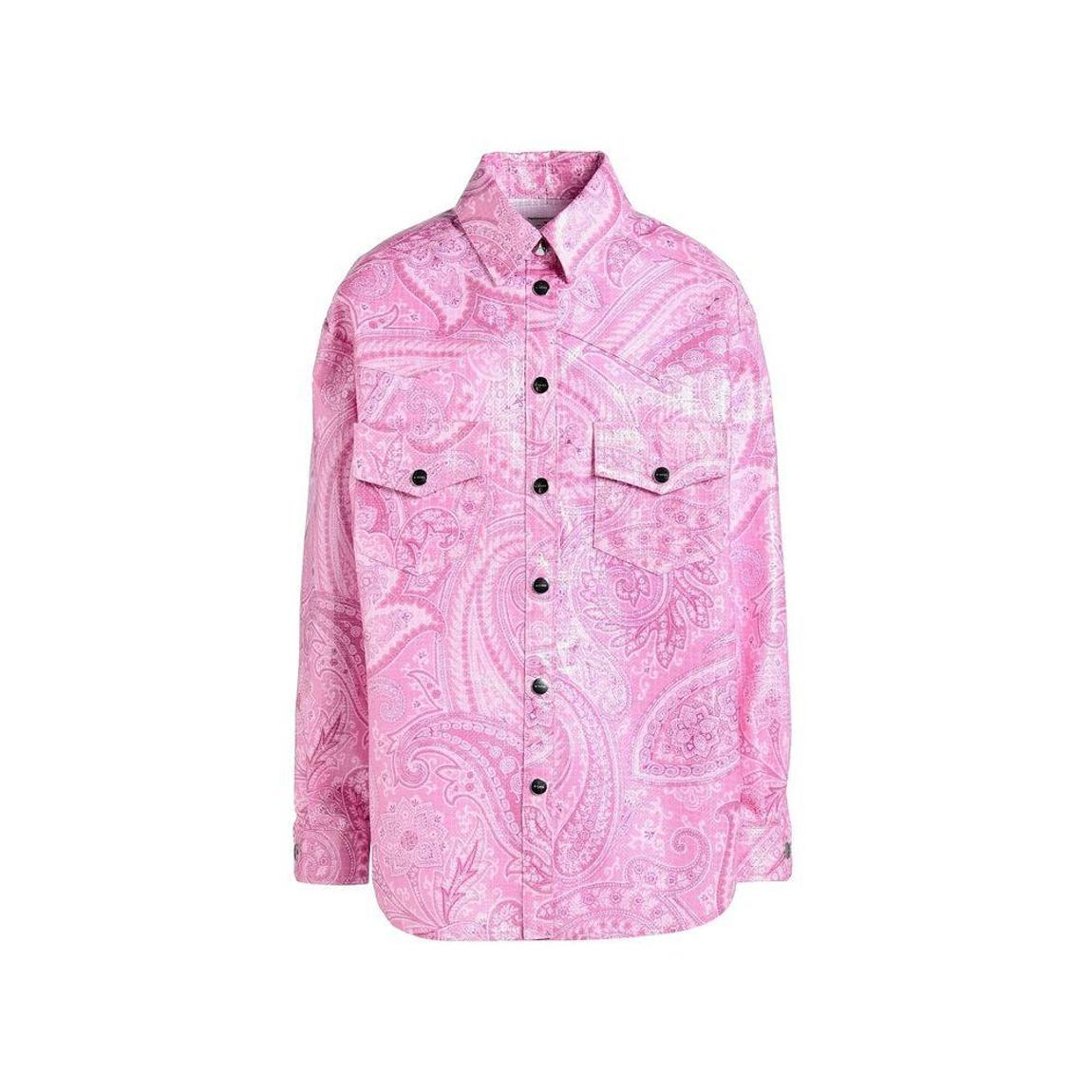 Nylon Printed Long Sleeve Shirt with Button Cuffs and Front Pockets main product photo