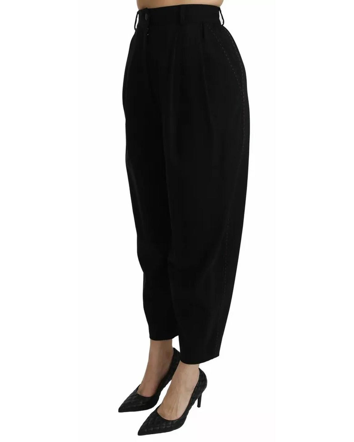 High-Waisted Pleated Trousers Wo - Black Jeans main product photo