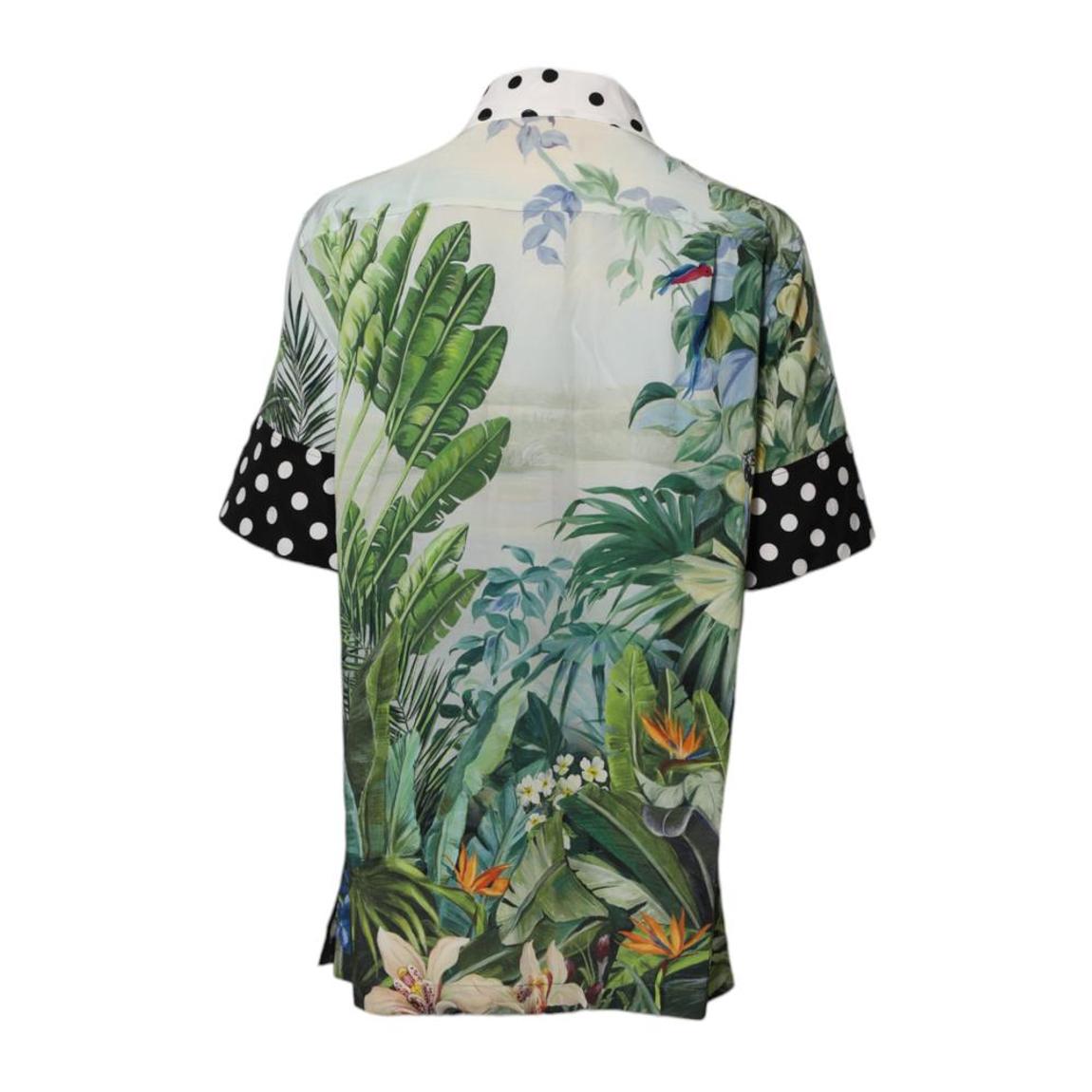 Printed Silk Collared Shirt Top Wo - Multicolor main product photo