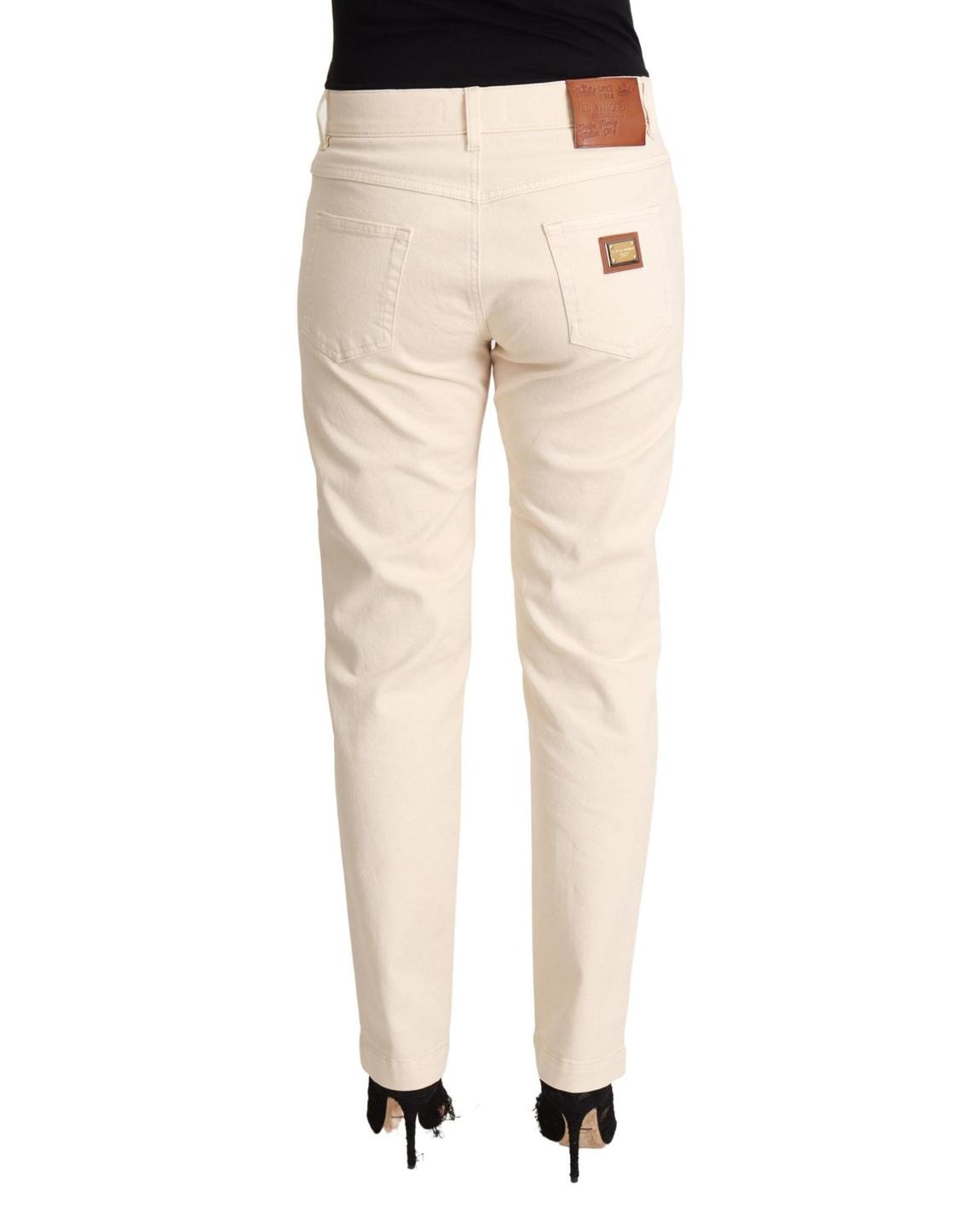 Casual Straight Leg Jeans - White Jeans main product photo