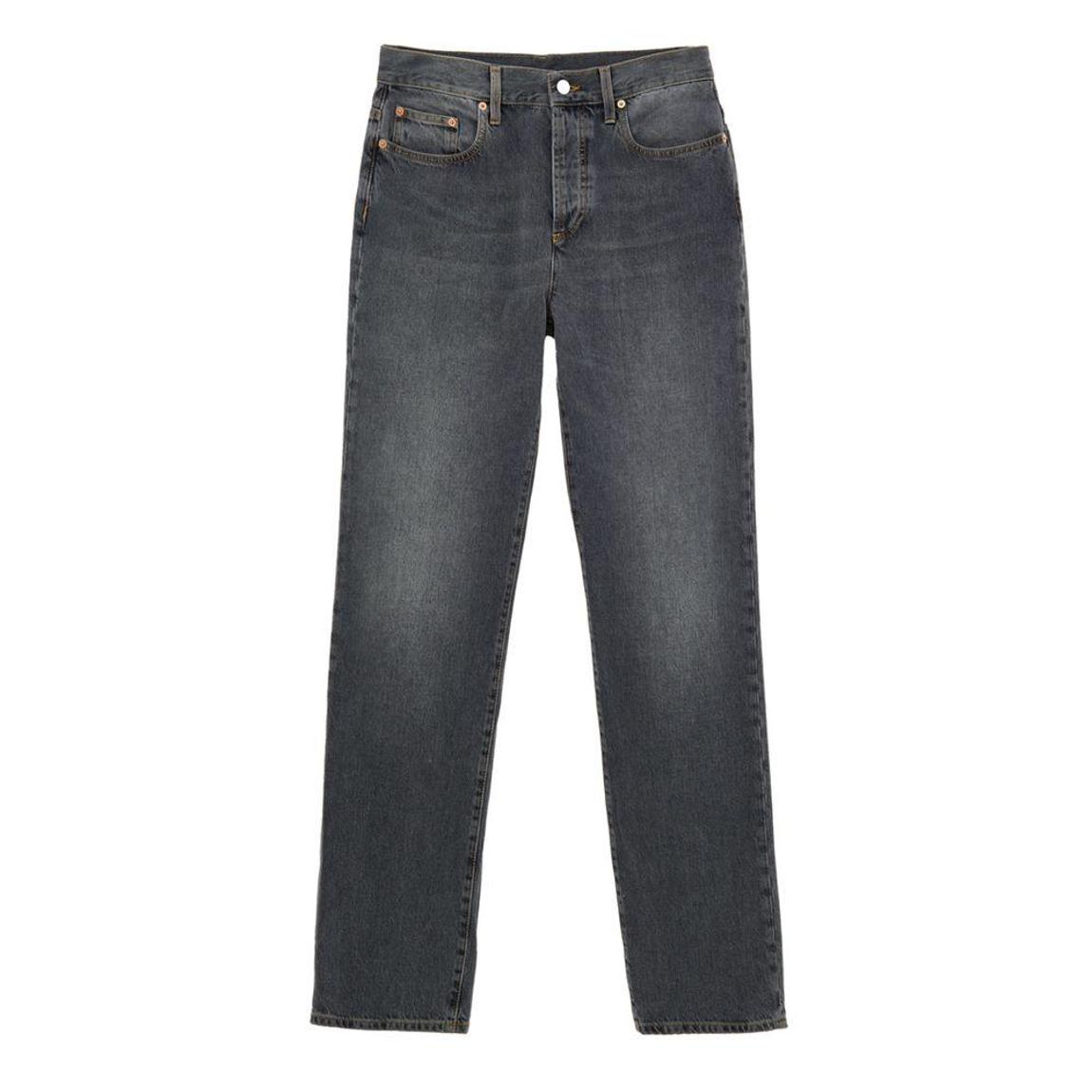 Regular Fit Dark Wash Denim Jeans with Crystal Logo Wo - Gray Jeans main product photo