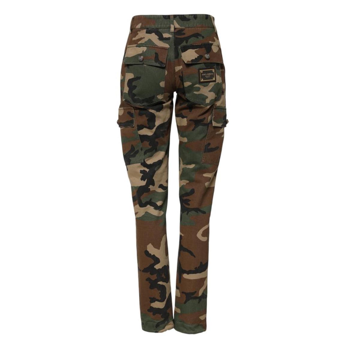 Camouflage Cotton Cargo Pants with Zipper Closure and Logo Details main product photo