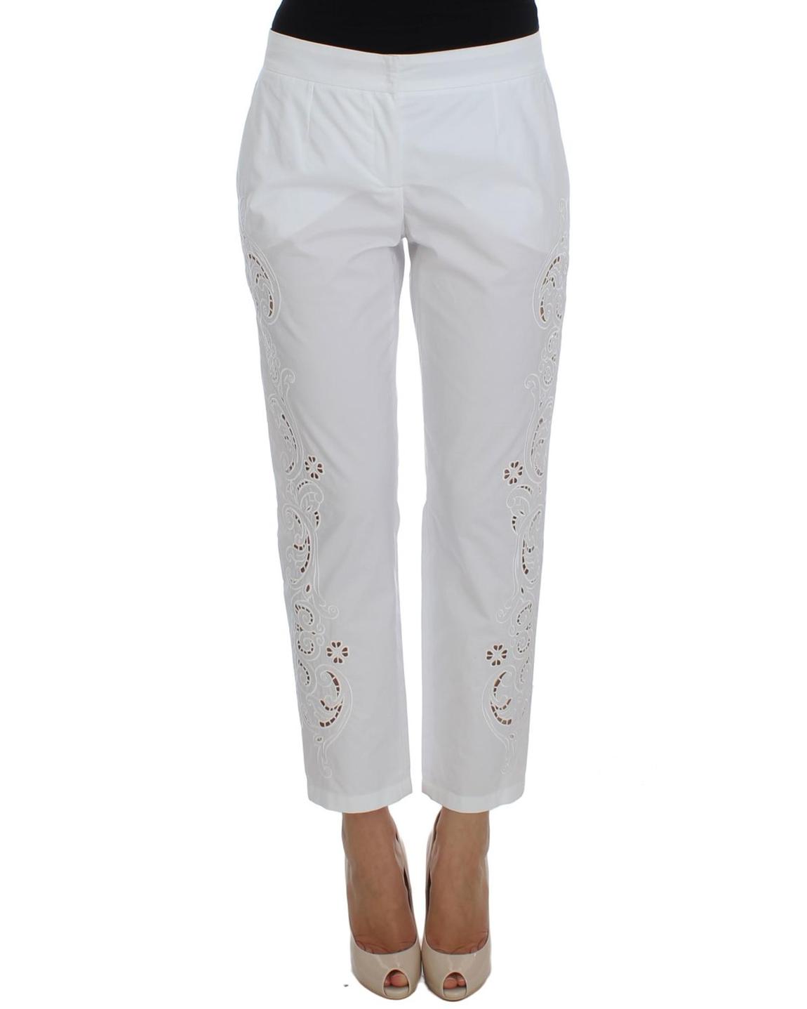 Casual Trousers Embroidery Detail - White Jeans main product photo