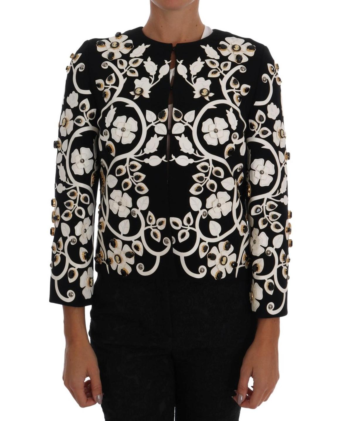 Dolce Gabbana Floral Embellished Jacket - Blackwhite Jackets main product photo