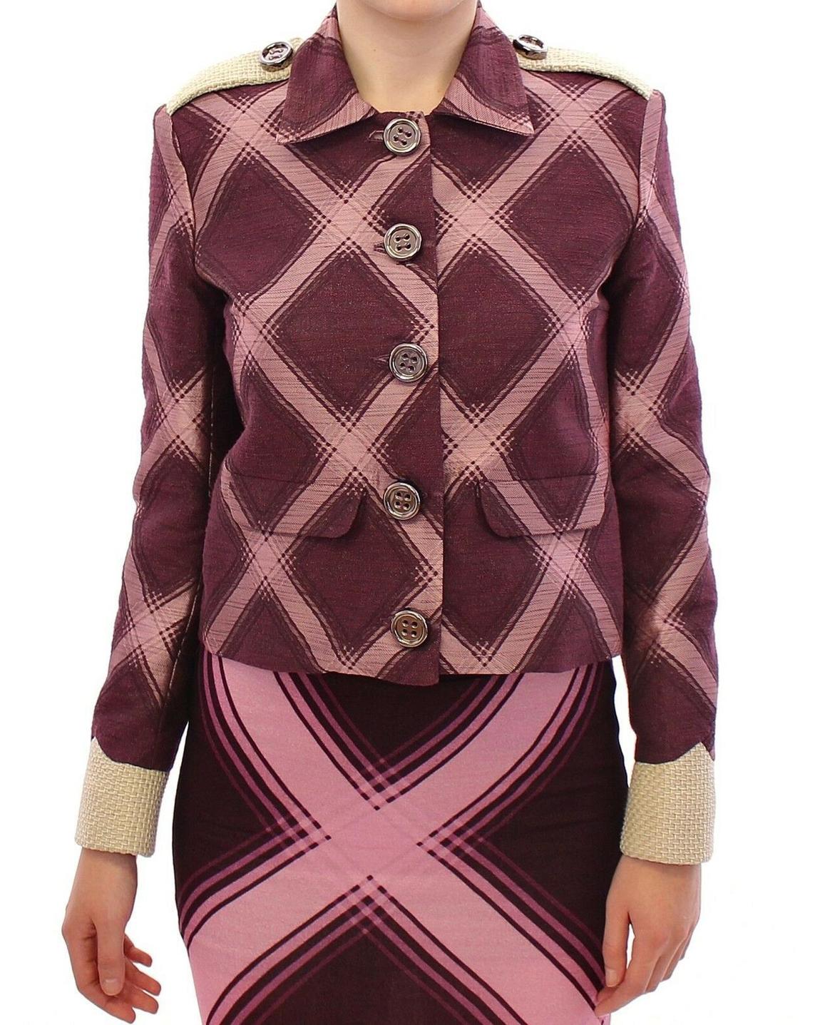 House of Holland Cropped Blazer Purple Pink Check - Multicolor main product photo
