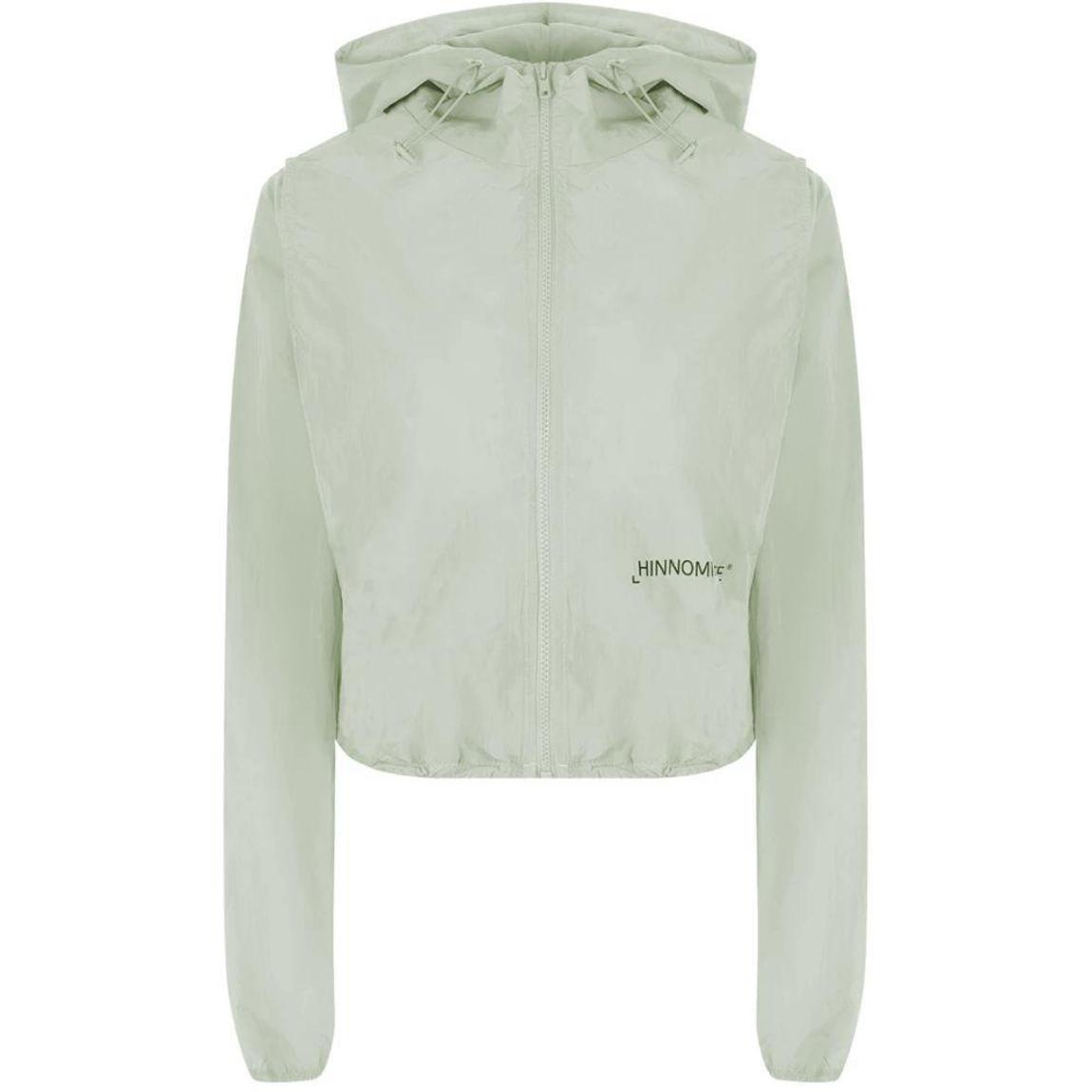 Hooded Nylon Jacket with Drawstring and Zip Fastening Wo - Green main product photo