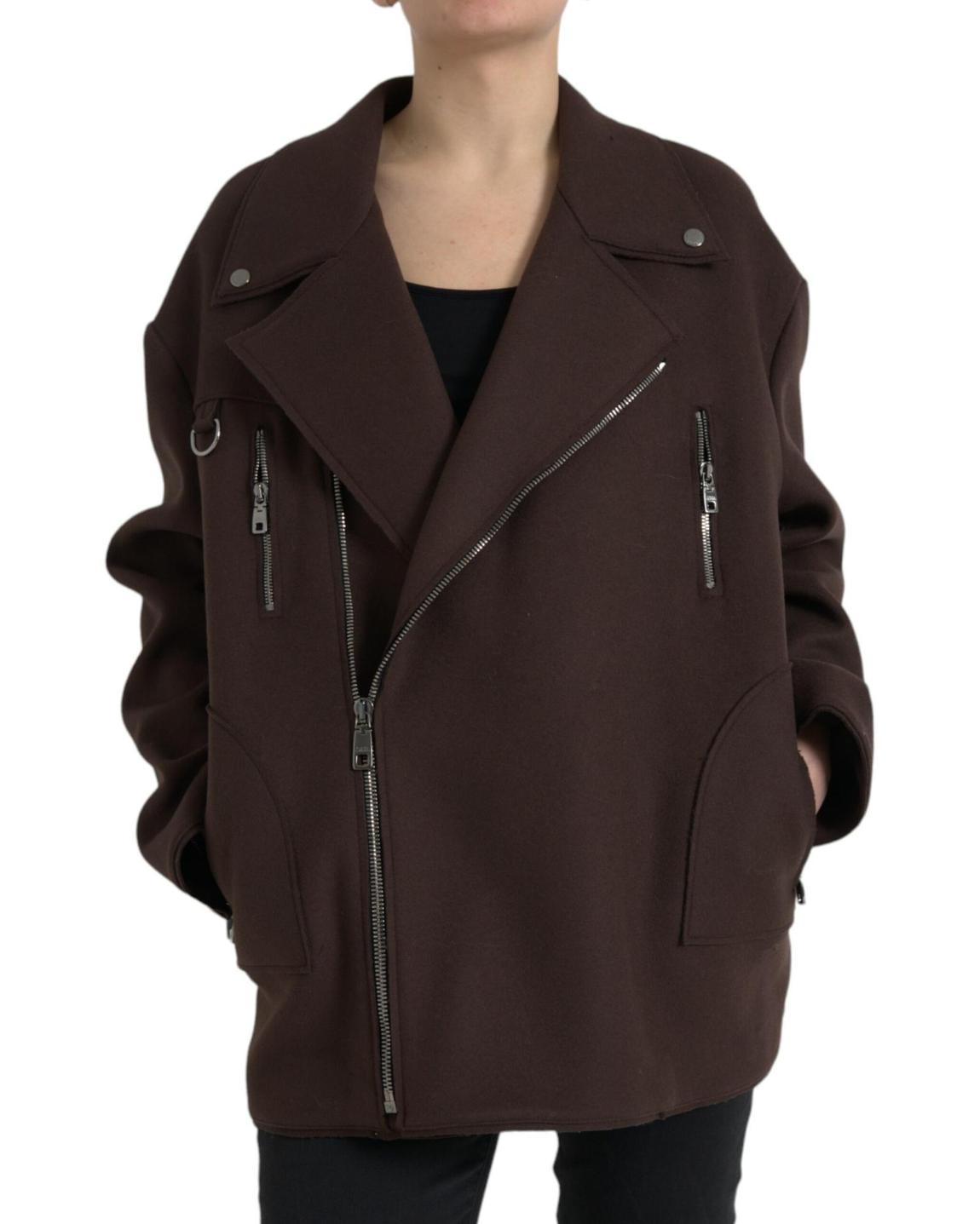 Oversized biker jacket brown Jackets main product photo