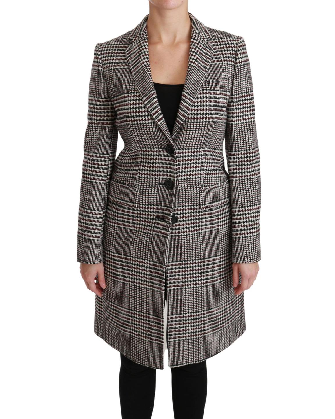 Dolce Gabbana Houndstooth Coat Long Sleeve - Multicolor Jackets main product photo