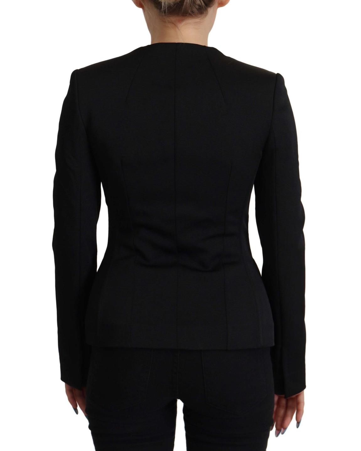 Tailored Square Neck Button Blazer - Black Jackets main product photo