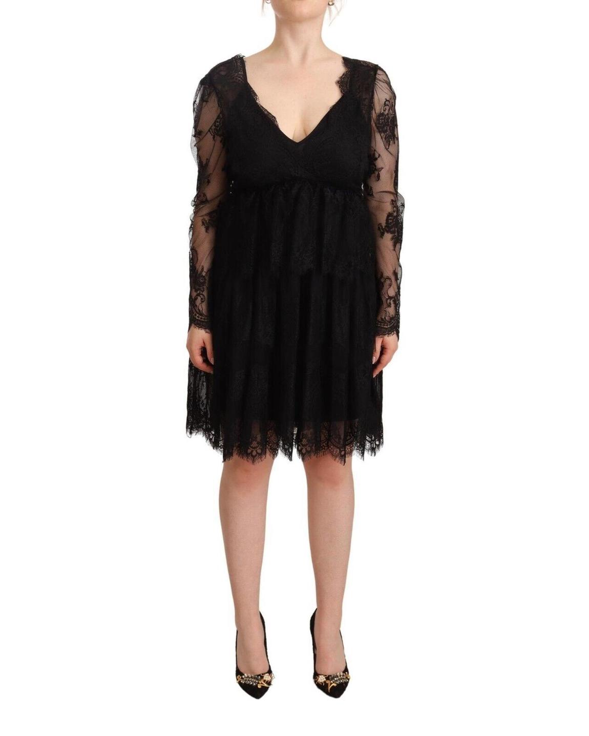 Aniye By Lace Dress Long Sleeves VNeck Wo - Black Dresses main product photo
