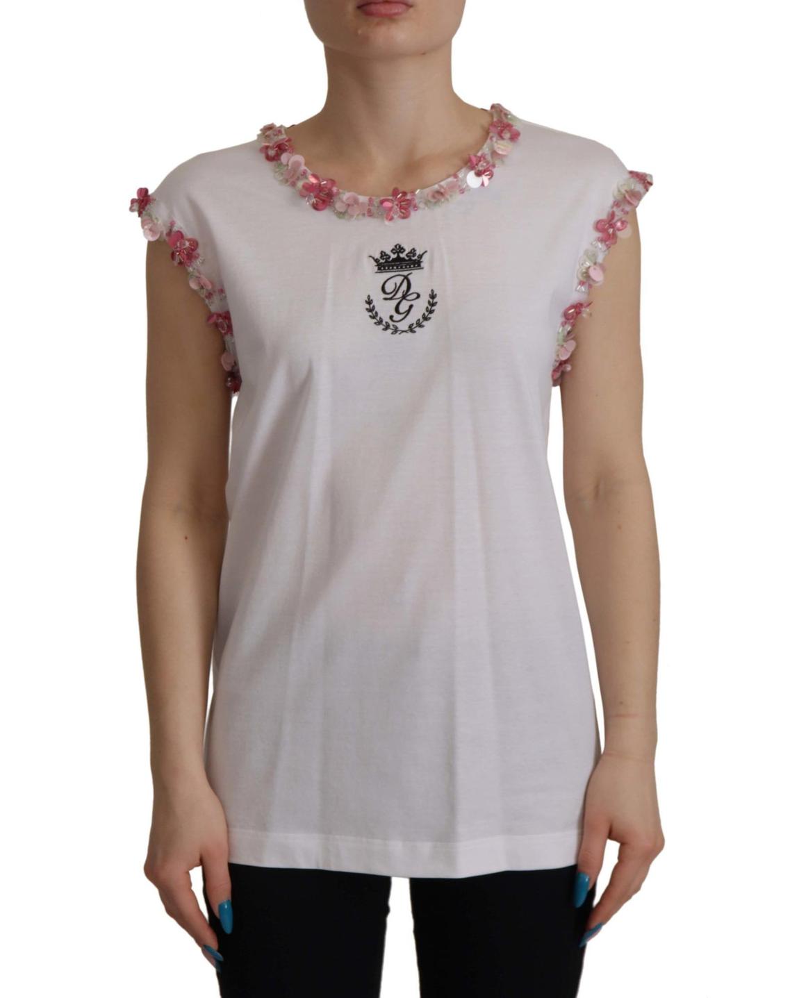 Embellished Short Sleeve Top - White Tops main product photo