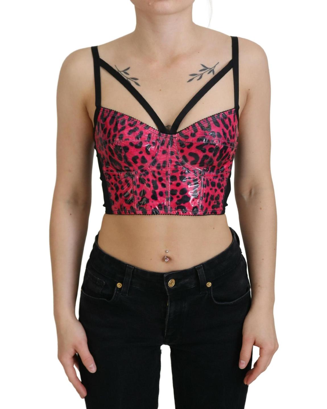 Leopard Print Corset Top TSH83158 Wo - Pink Tops main product photo