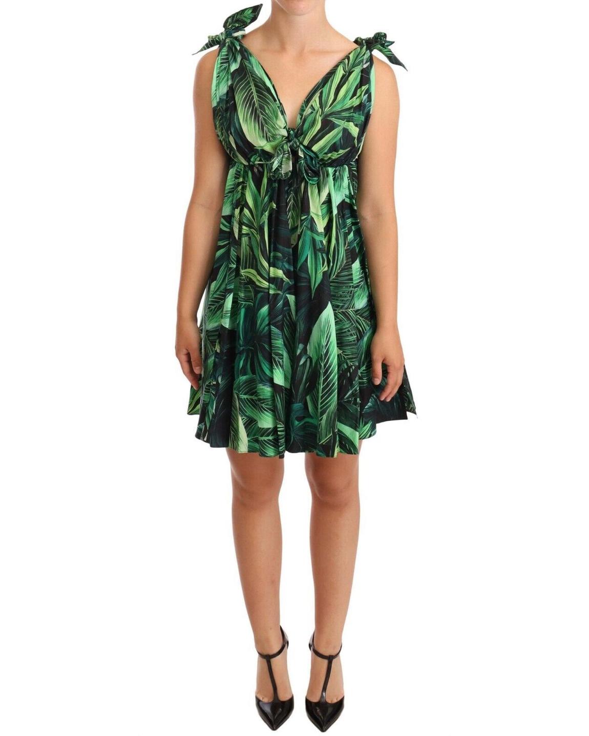 Dolce Gabbana Mini Dress Tropical Print Wo - Green Dresses main product photo