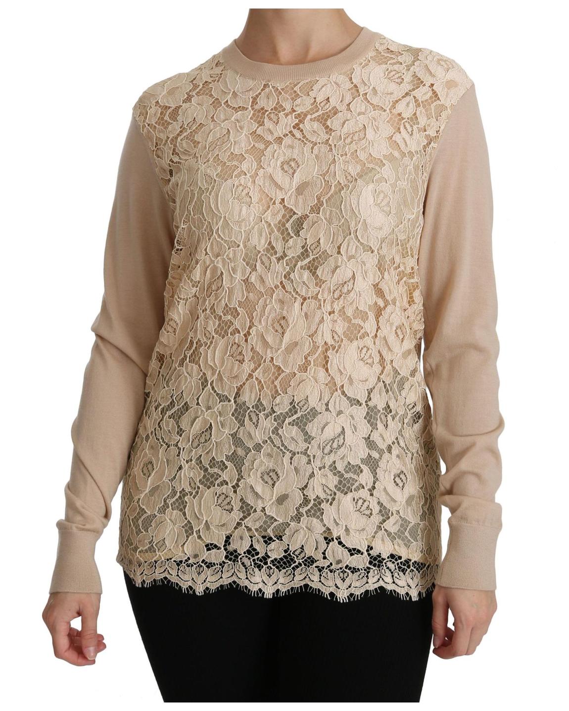 Dolce Gabbana Lace Pullover Sweater - Beige Tops main product photo