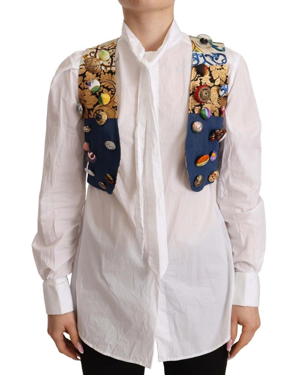 Dolce Gabbana Vest Patchwork Design Wo - Multicolor Tops main product photo