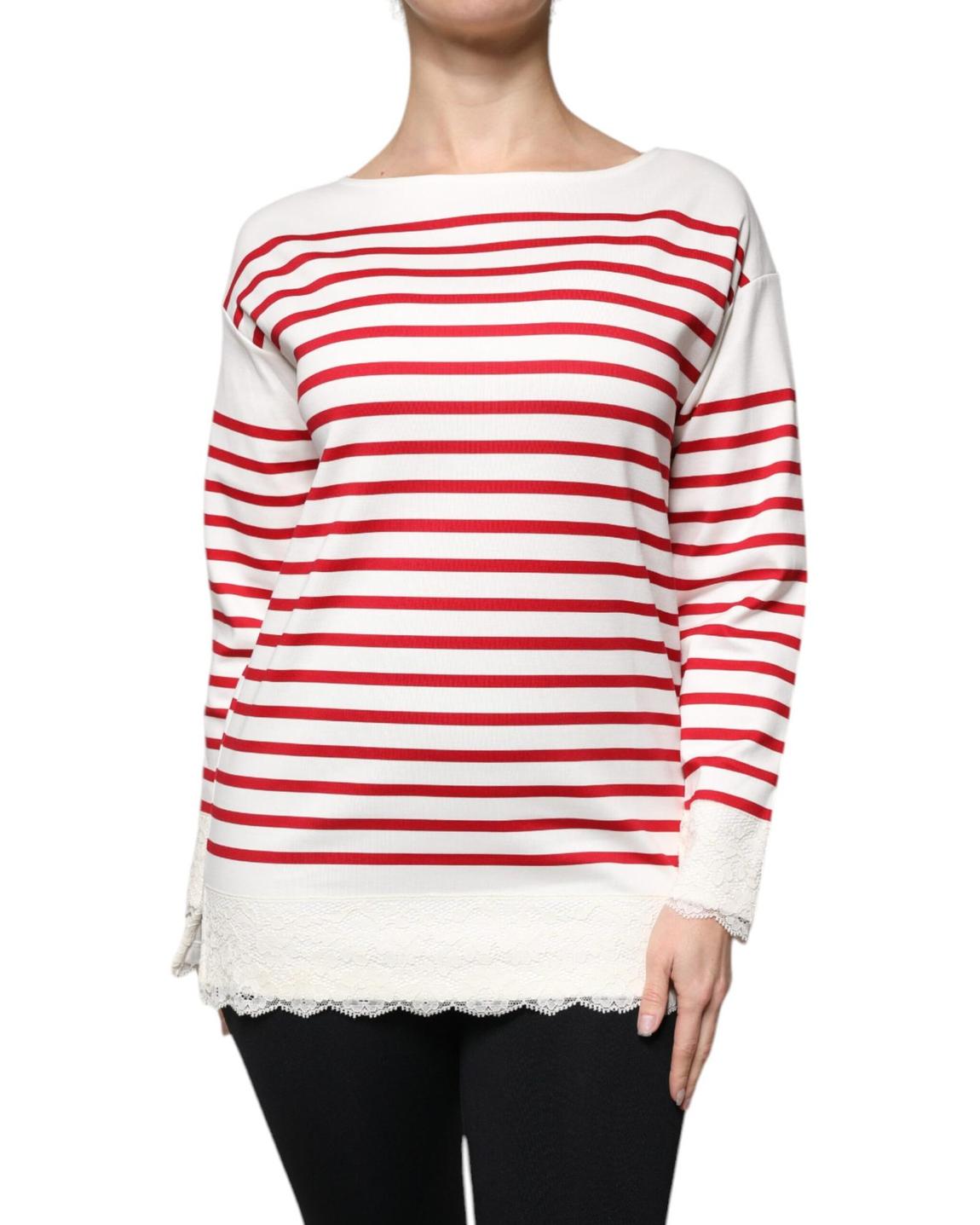 Dolce Gabbana Striped Top - White And Red Tops main product photo