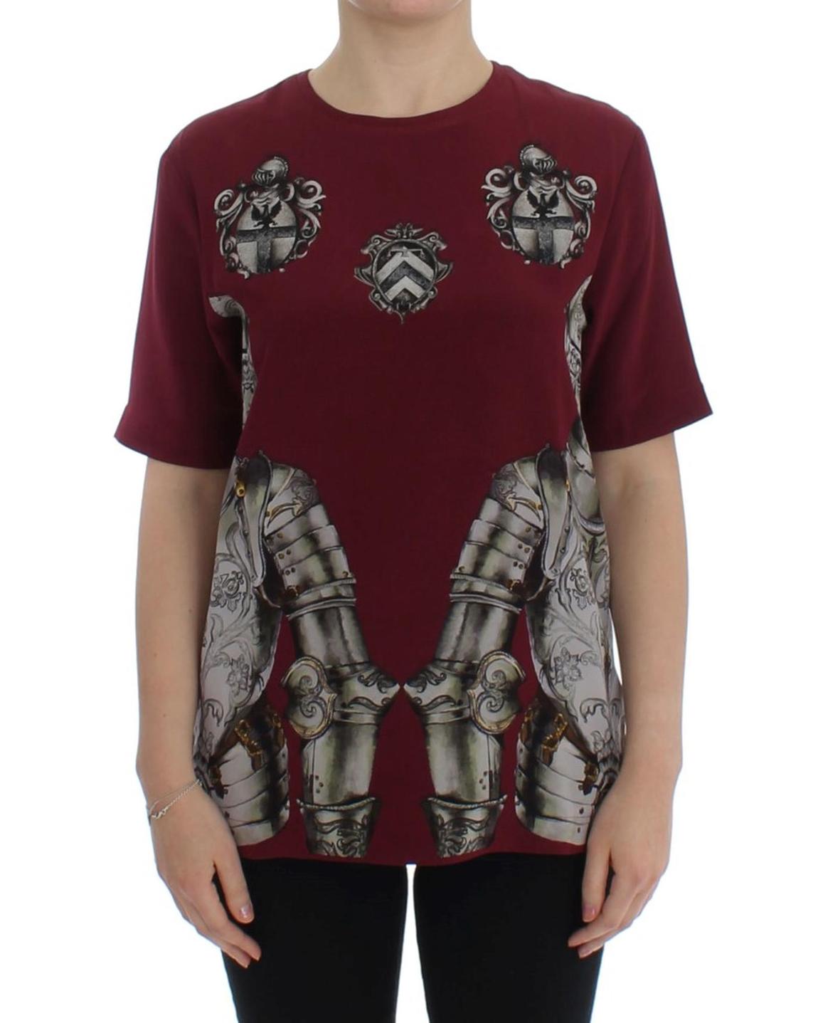 Dolce Gabbana Silk Crew Neck Short Sleeve TShirt - Red Tops main product photo