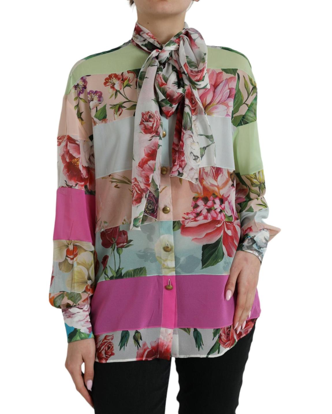 Floral Silk Shirt TSH84798 Wo - Multicolor Tops main product photo
