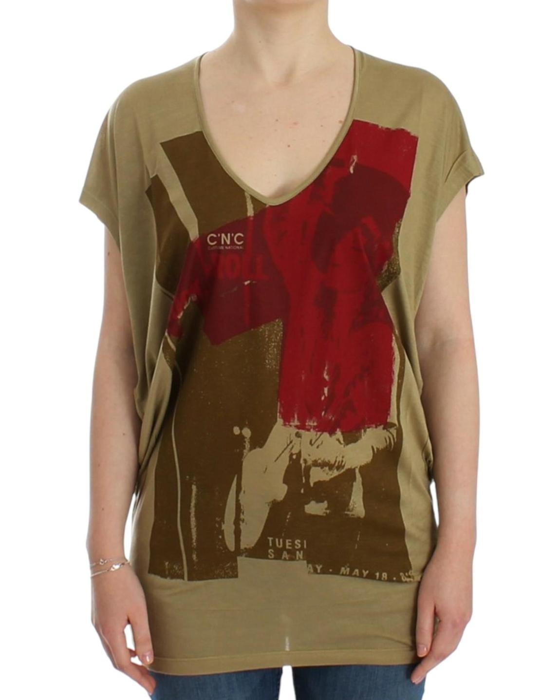 Graphic Print Silk TShirt Wo - Green Tops main product photo
