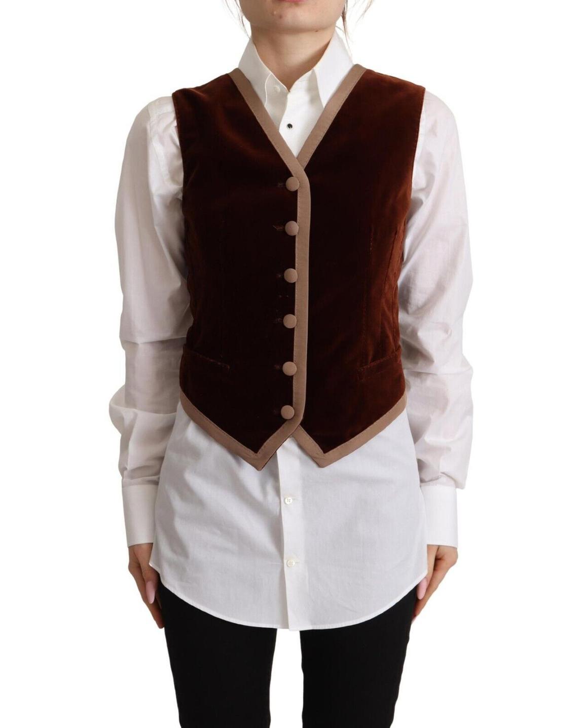 Velvet Vest Brown Style Wo - Bordeaux main product photo