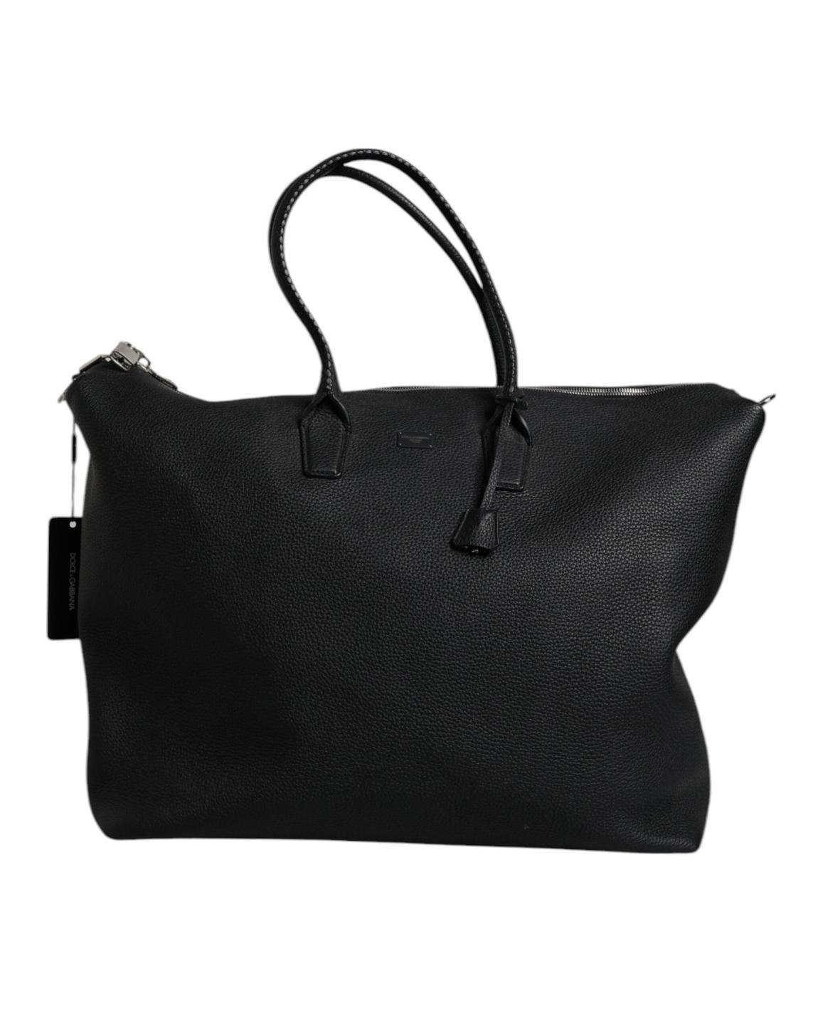 Pebbled Leather Tote Bag - Black Travel Bags main product photo
