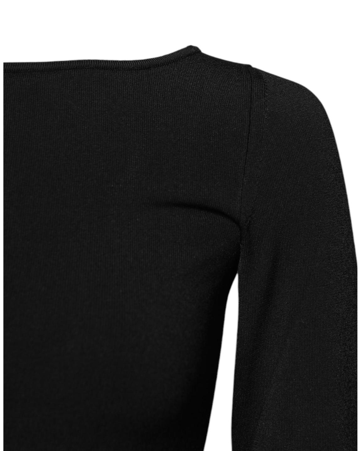 Long Sleeve Boat Neck Pullover Sweater Wo - Black Tops main product photo